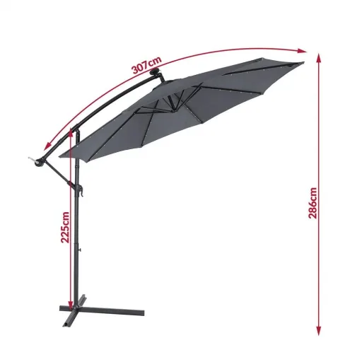 Parasol Haiti with LED lighting, pivoting Anthracite - Ø 3m