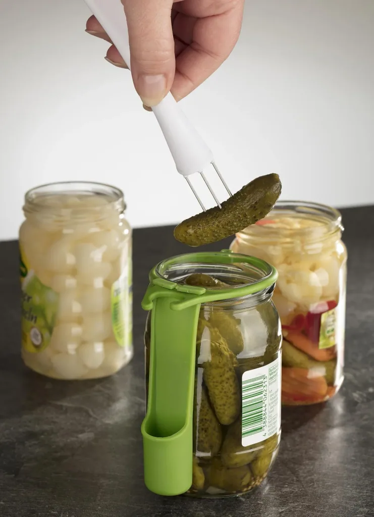 Pickle jar butler with pick, lime green