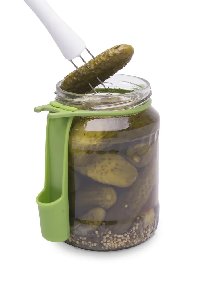 Pickle jar butler with pick, lime green