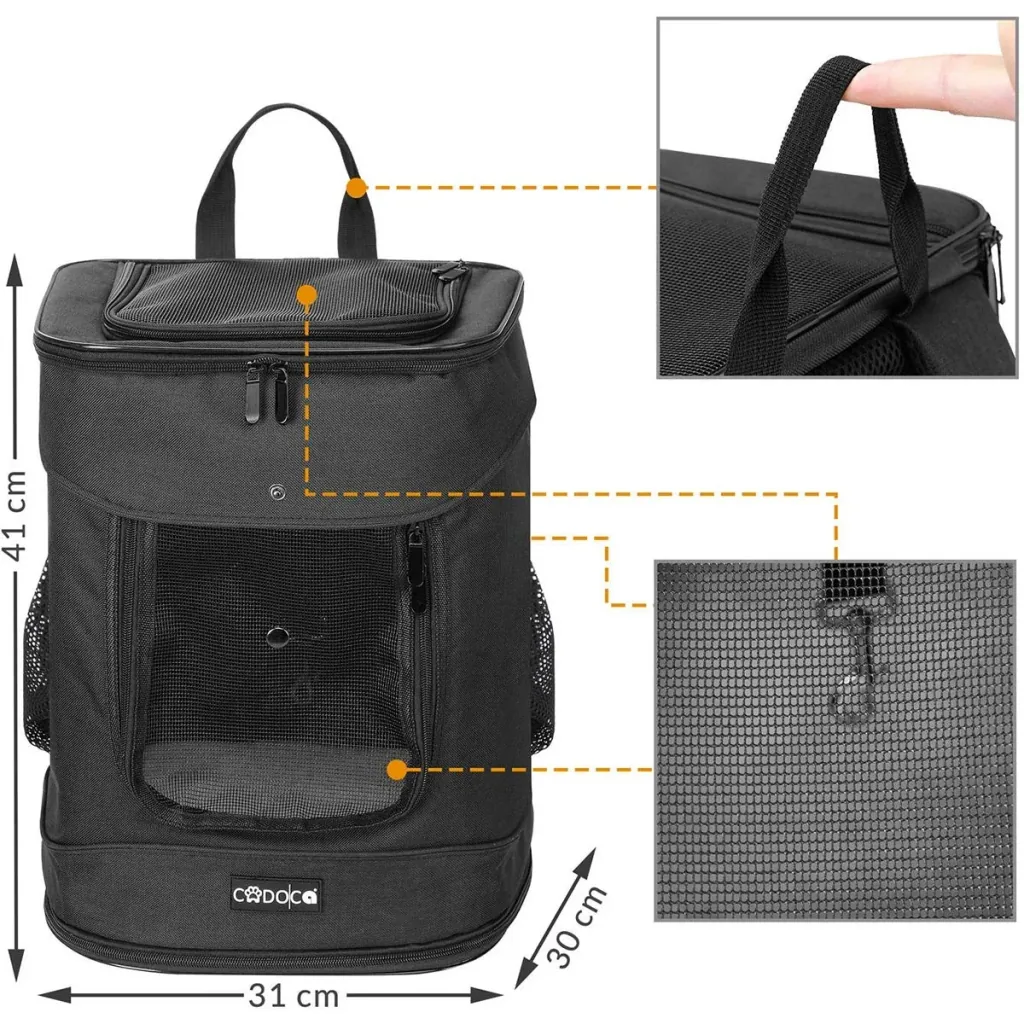 Pet Backpack - Black - 41x30x31 cm