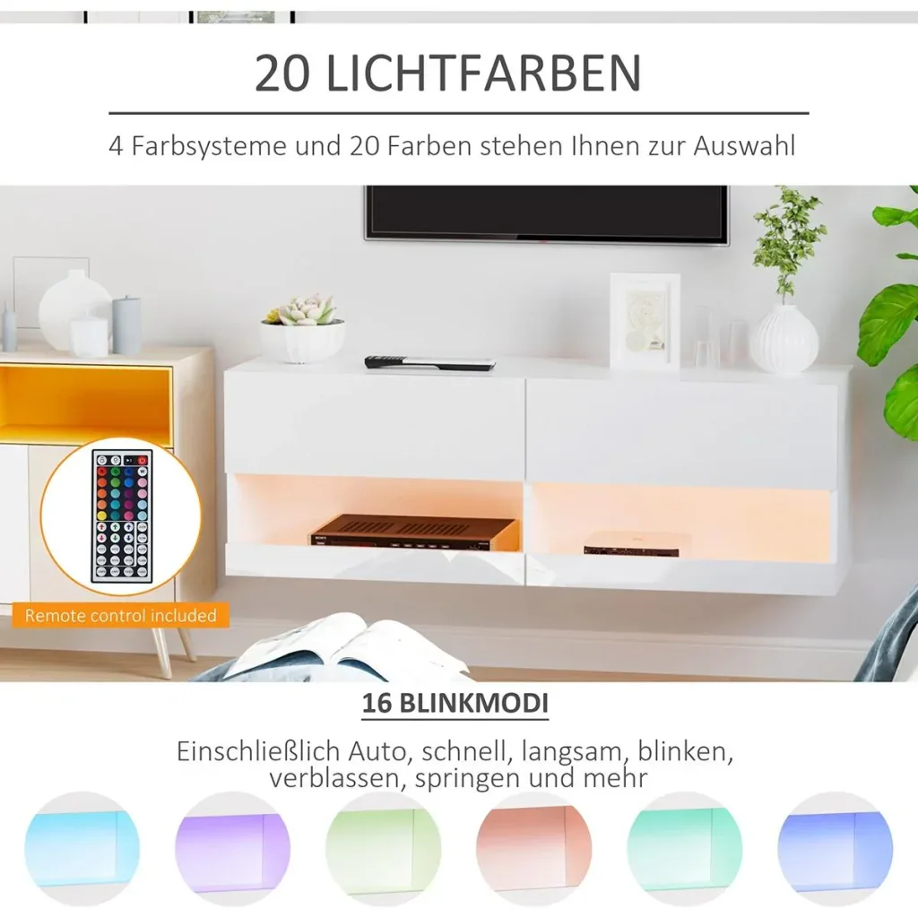 TV board with LED lighting white