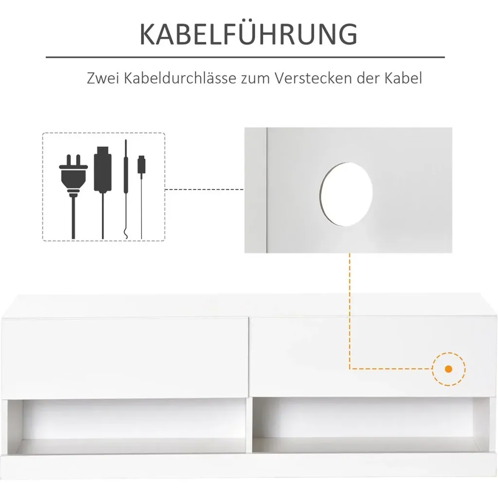 TV board with LED lighting white