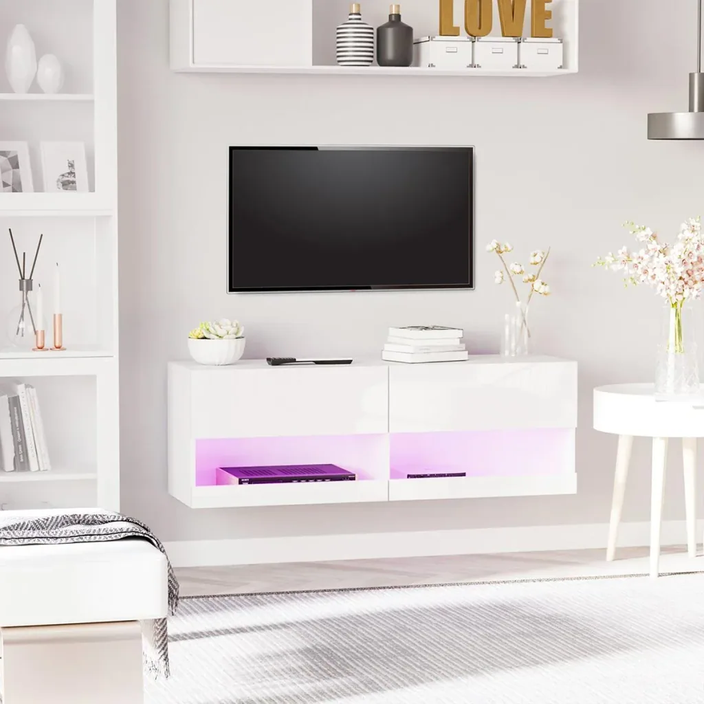 TV board with LED lighting white
