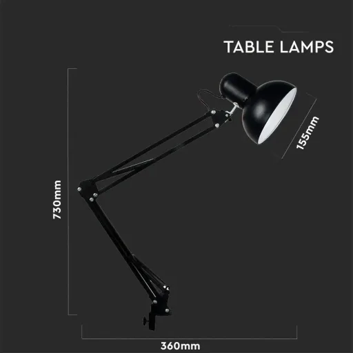 VT-7513 Desk lamp - Table lamp with adjustable arm - black - E27
