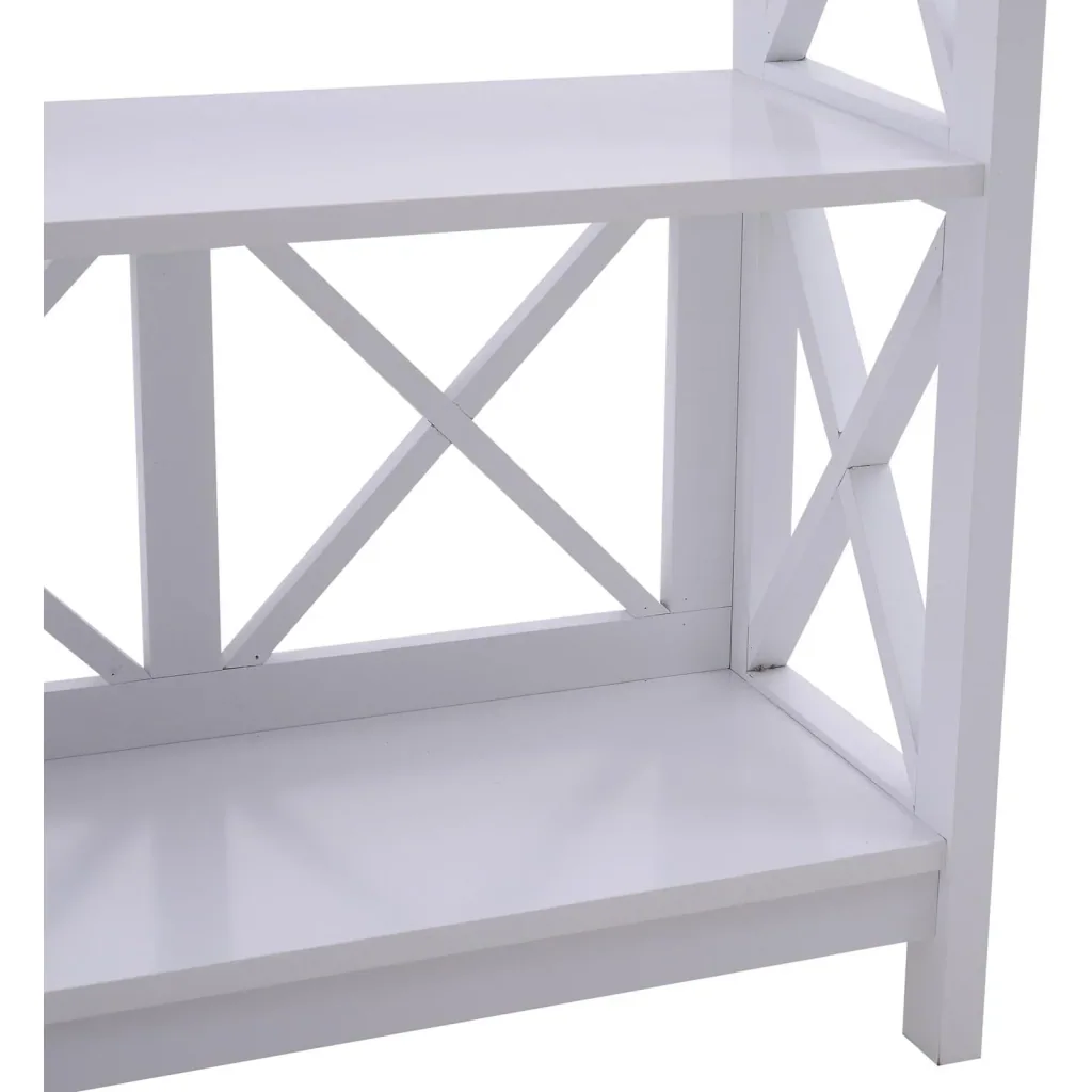 Freestanding bookcase decorative shelf 3 compartments open MDF white 70 x 30 x 113 cm