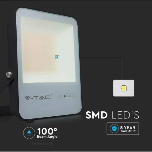 VT-50185 LED Floodlight - 50 W - 7870 Lm - 4000K - Black - Extra Efficient