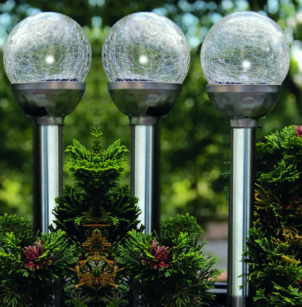 Solar glass mosaic garden light set of 3