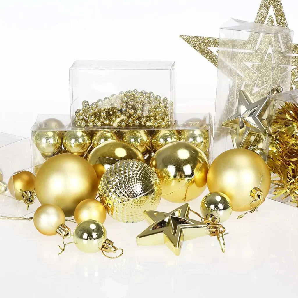 Christmas tree decorations - Christmas tree decorations - gold 66 pieces