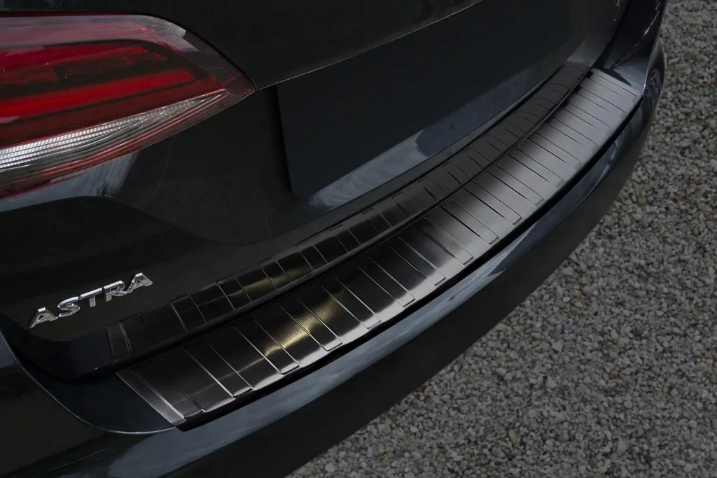 Stainless steel loading sill protector for Opel Astra V (K) Sports Tourer (Estate) - graphite / black, built from 2015>