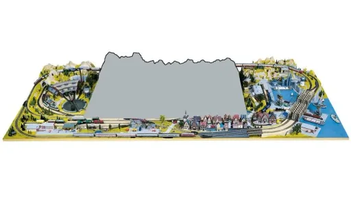 Apron basic layout Silvretta - 220 x 40 cm, 4 cm high, H0 gauge, colored and grassed, on wooden frame