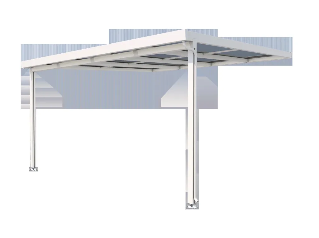 Patio roof Premium, white, 4102 x 4060 mm - Polycarbonate multi-wall sheets 16 mm, clear