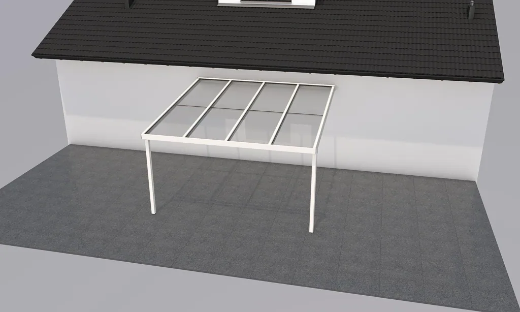 Patio roof Premium, white, 4102 x 4060 mm - Polycarbonate multi-wall sheets 16 mm, clear