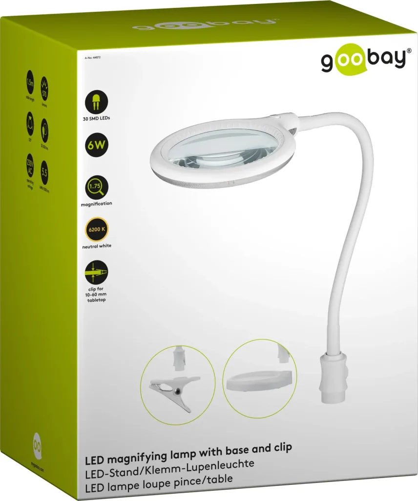 LED stand/clamp magnifying lamp, 6 W