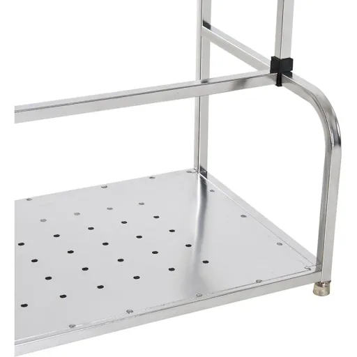 Kitchen shelf standing shelf wall shelves 2 shelves with 6 hooks multifunctional stainless steel silver L50 x W22 x H42cm