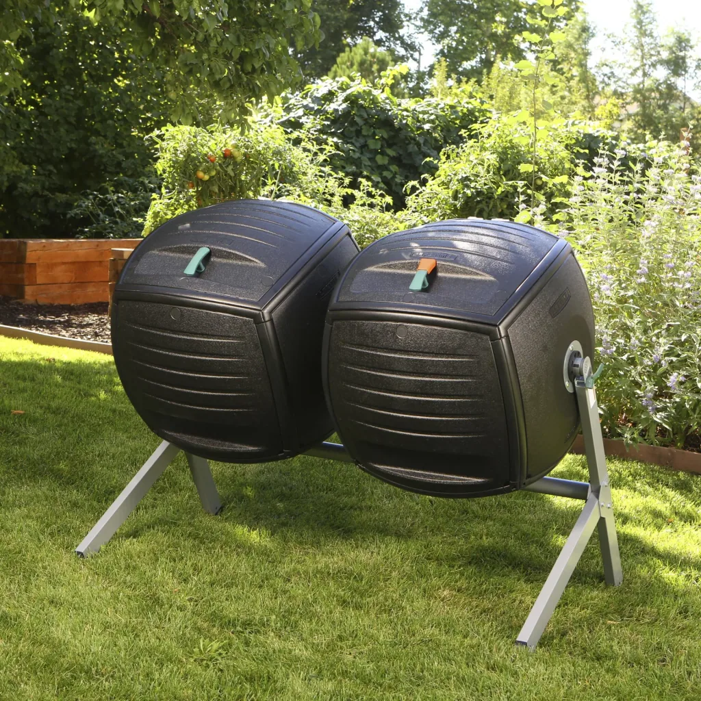 Kompostownik Kompost-Bliźniak 380 L 143,5×79,4×110,4 cm Czarny – 2 komory do ciągłego kompostowania