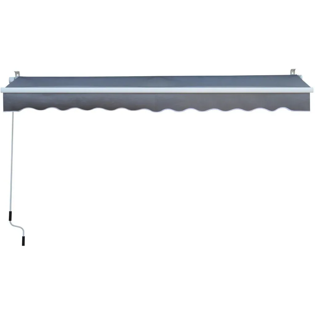 Articulated arm awning with hand crank