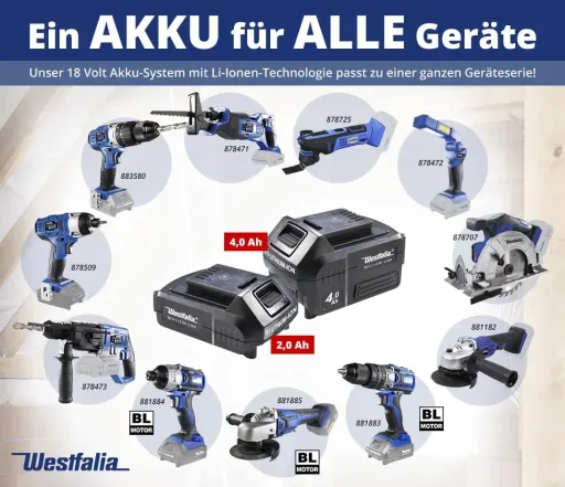 Cordless impact drill 18 V Li - Ion ASBS 18 including 2 batteries 2.0 Ah and charger