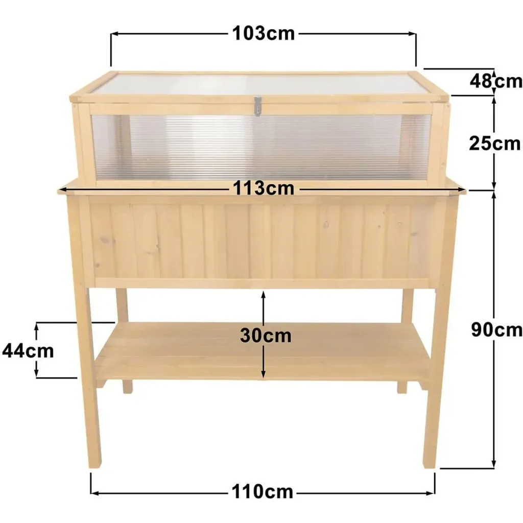 Garden wooden greenhouse / kitchen garden table on legs - 113x57x90cm