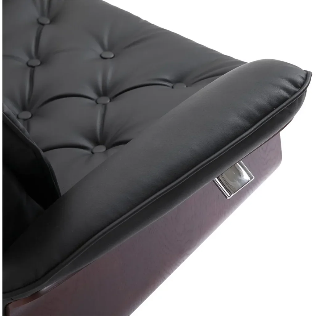 Chesterfield armchair with stool black