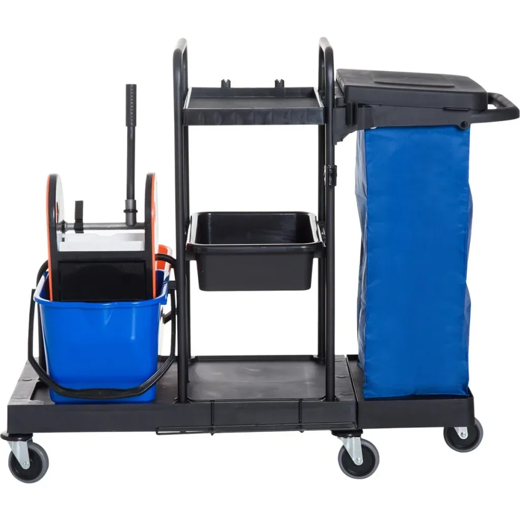 Cleaning trolley with 4 smooth-running wheels