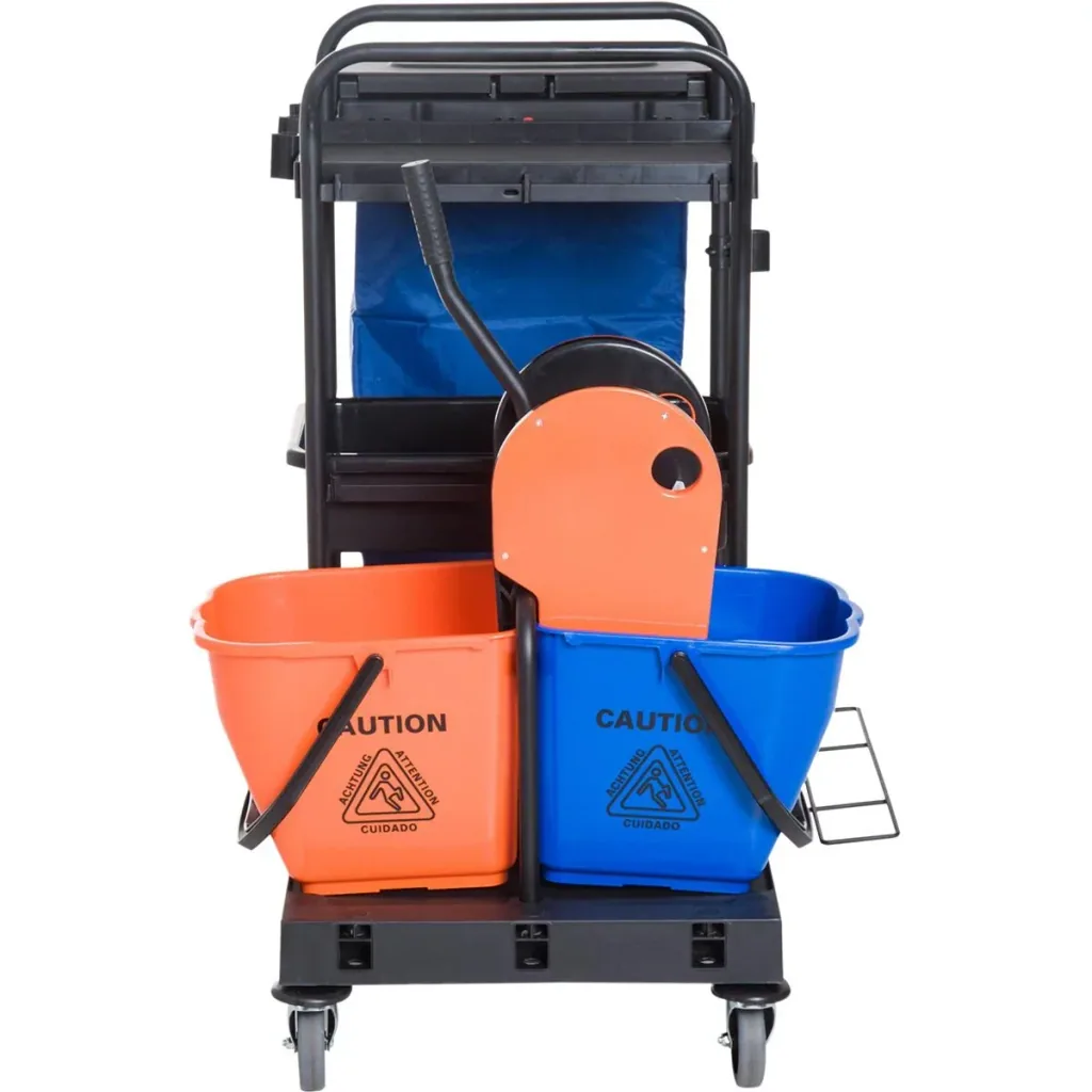 Cleaning trolley with 4 smooth-running wheels