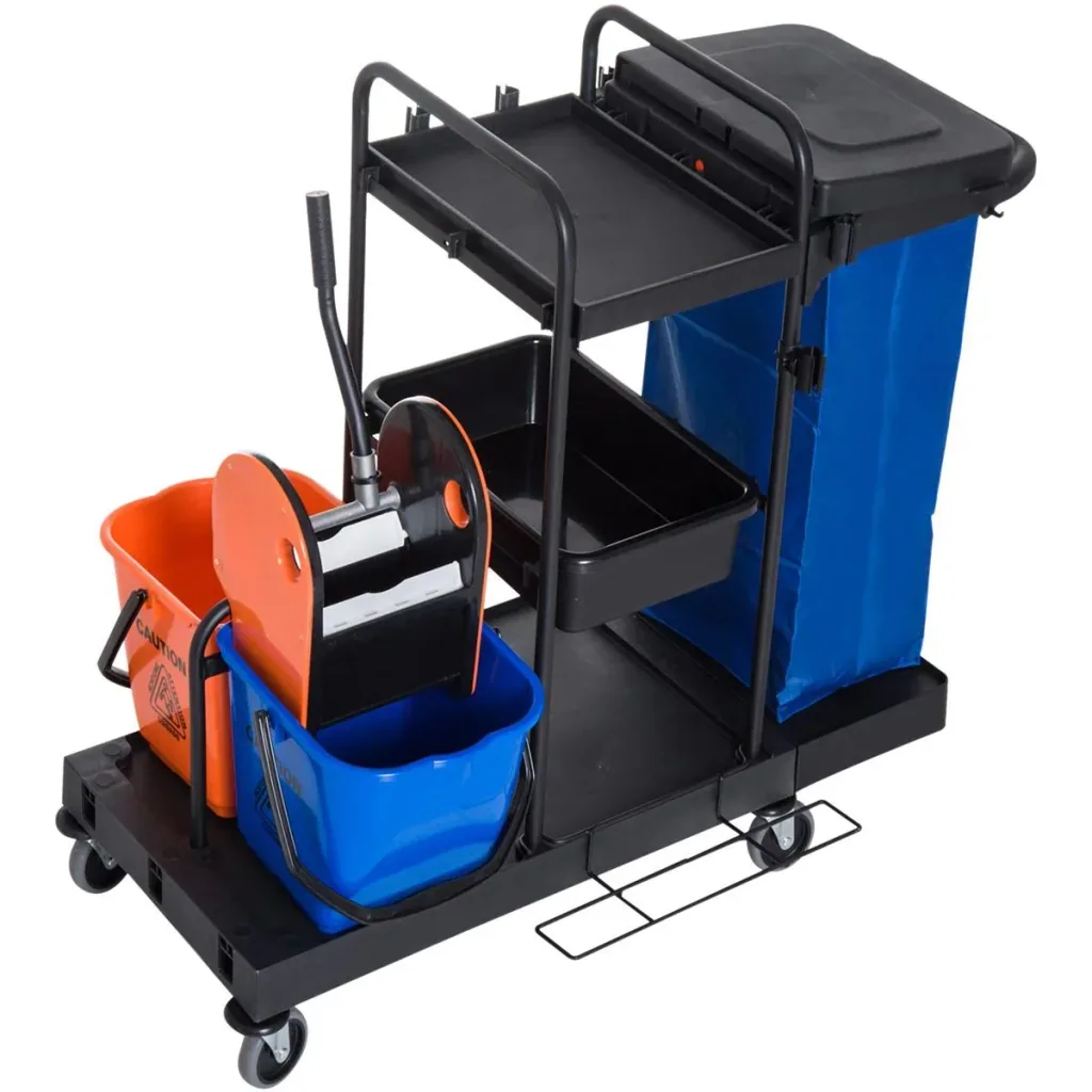 Cleaning trolley with 4 smooth-running wheels