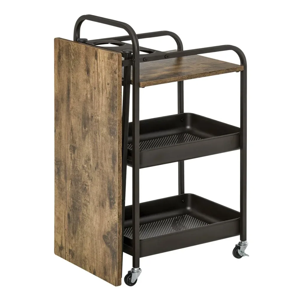 Kitchen trolley Kitchen trolley Serving trolley with a folding table top 2 trays and an open shelf Wheels Verste