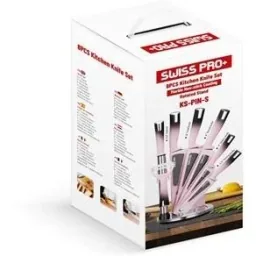 Kitchen knife set - with standard - 8-piece - pink