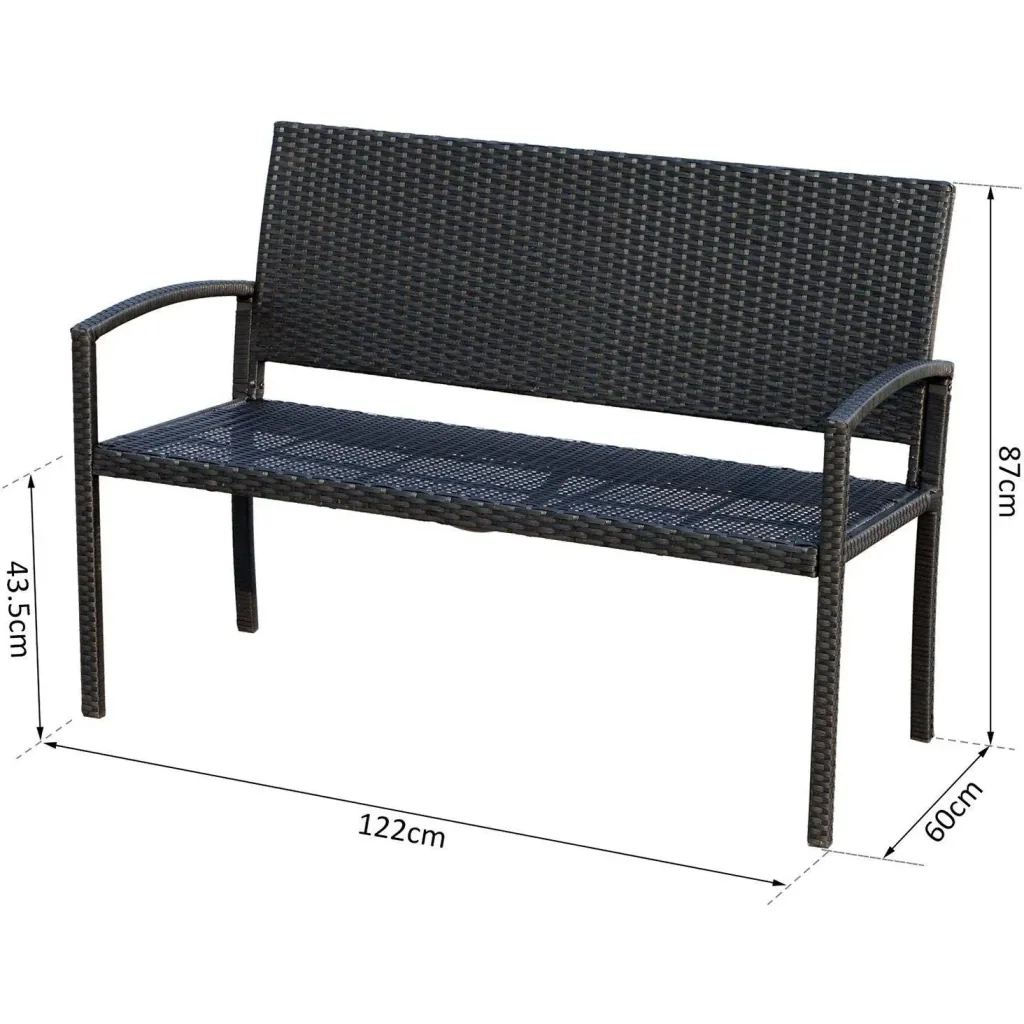 Polyrattan garden bench 2-seater steel black