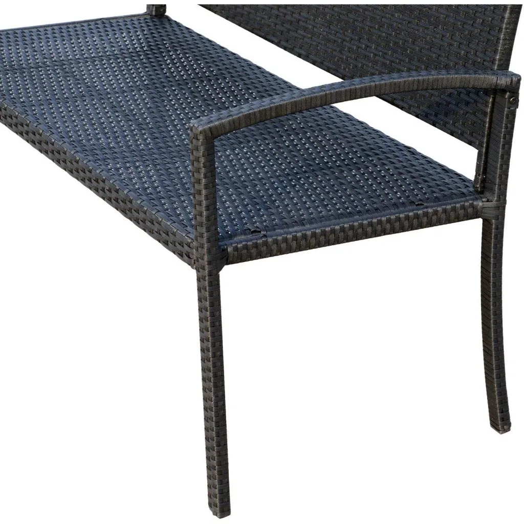 Polyrattan garden bench 2-seater steel black