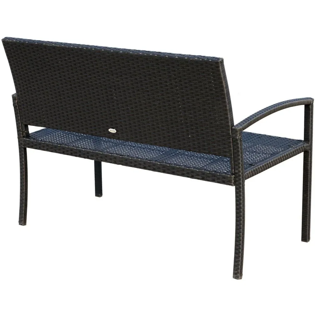 Polyrattan garden bench 2-seater steel black