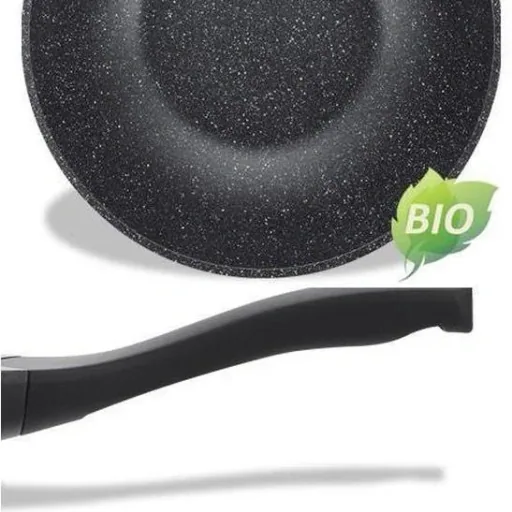 Marble-coated wok pan - black - 28 cm