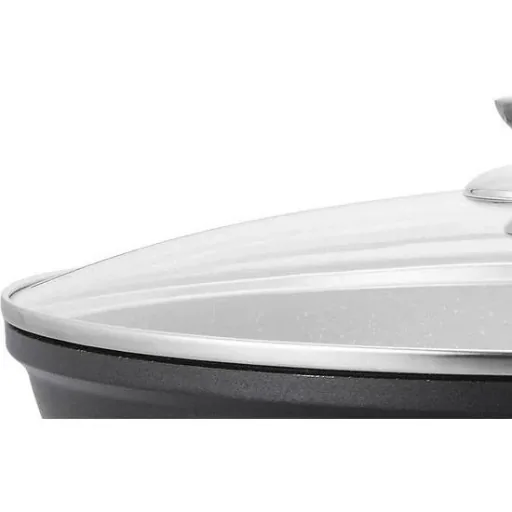 Marble-coated wok pan - black - 28 cm