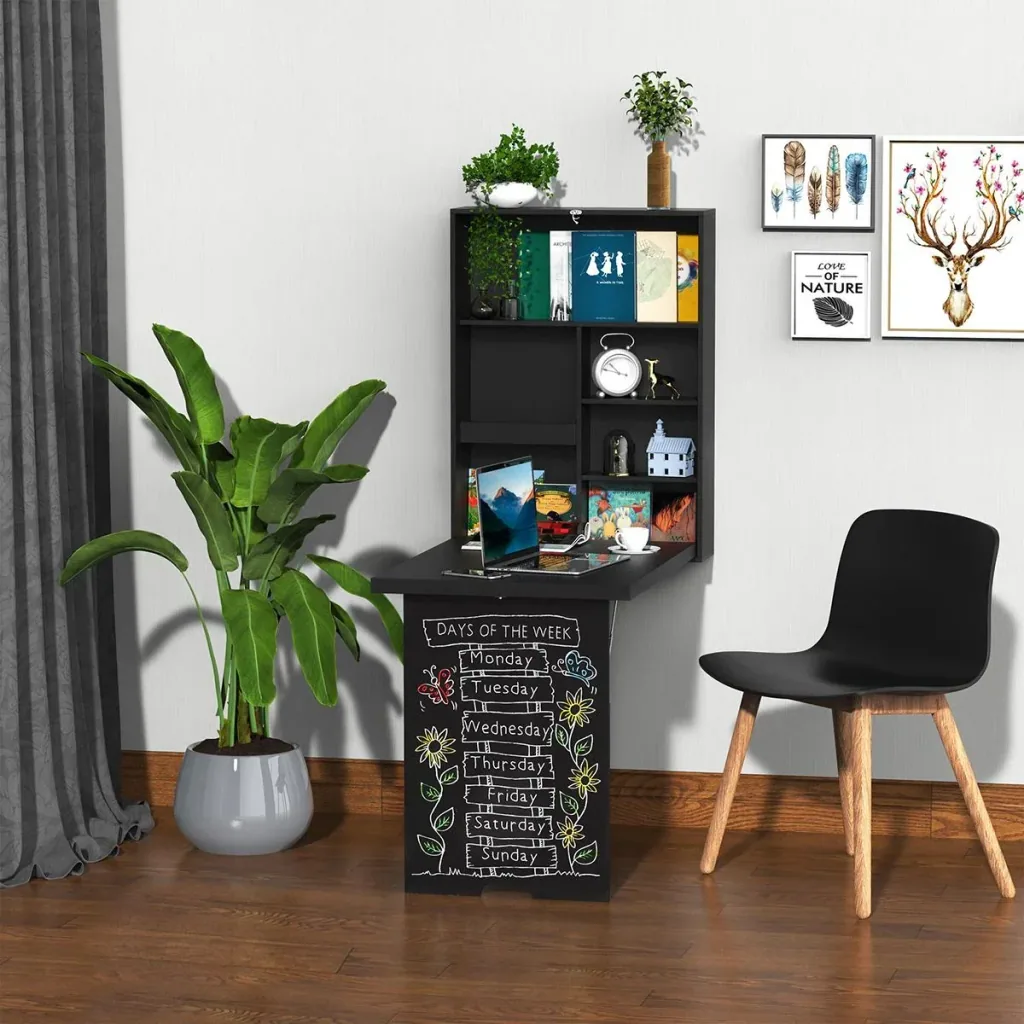 Wall table foldable Wall folding table Folding desk with blackboard Folding computer table with storage space Dining table for kitchen W