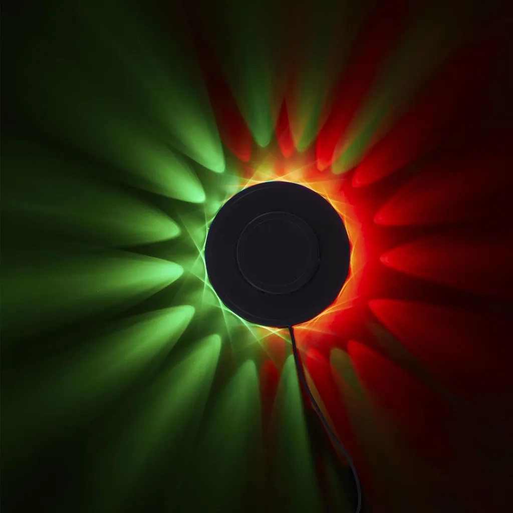 RGB LED light wheel, 48 x RGB LEDs, max. 3 watts, music sensor and color change