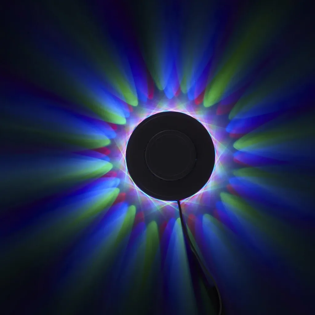 RGB LED light wheel, 48 x RGB LEDs, max. 3 watts, music sensor and color change