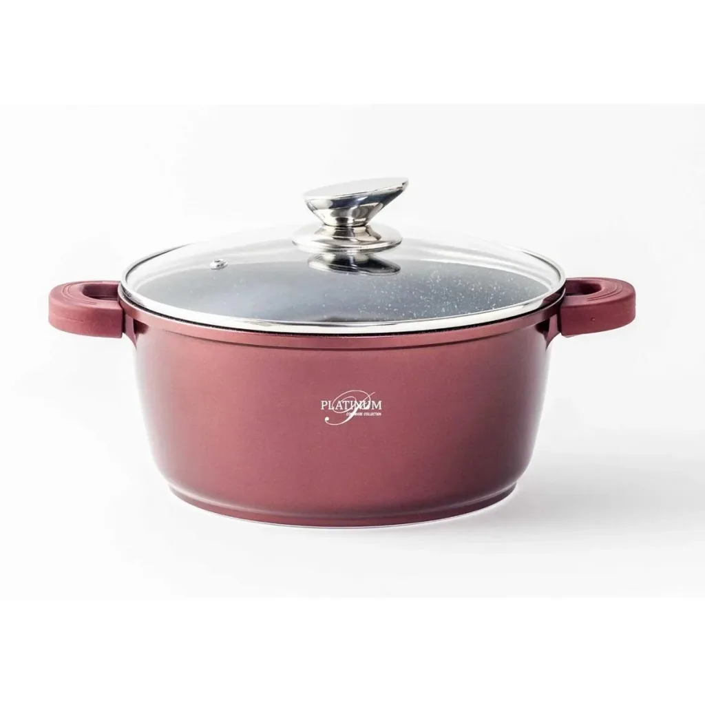 Stewing pot/casserole - with lid - 24 cm - Burgundy