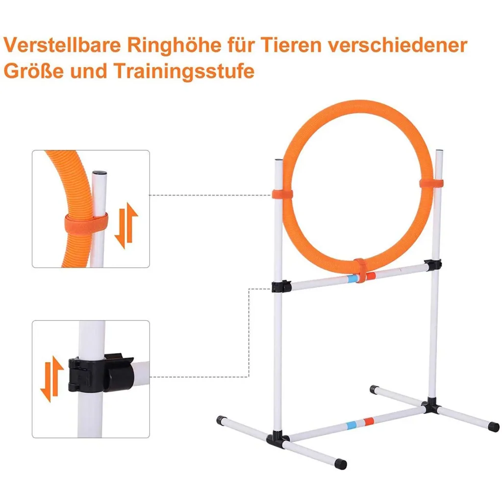 Dog Training Set Jumping Ring for Pet Agility Training Portable PE White + Orange 74.5 x 66 x 91 cm