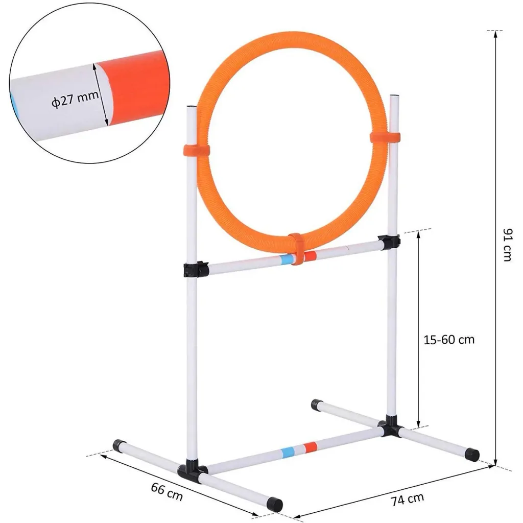 Dog Training Set Jumping Ring for Pet Agility Training Portable PE White + Orange 74.5 x 66 x 91 cm