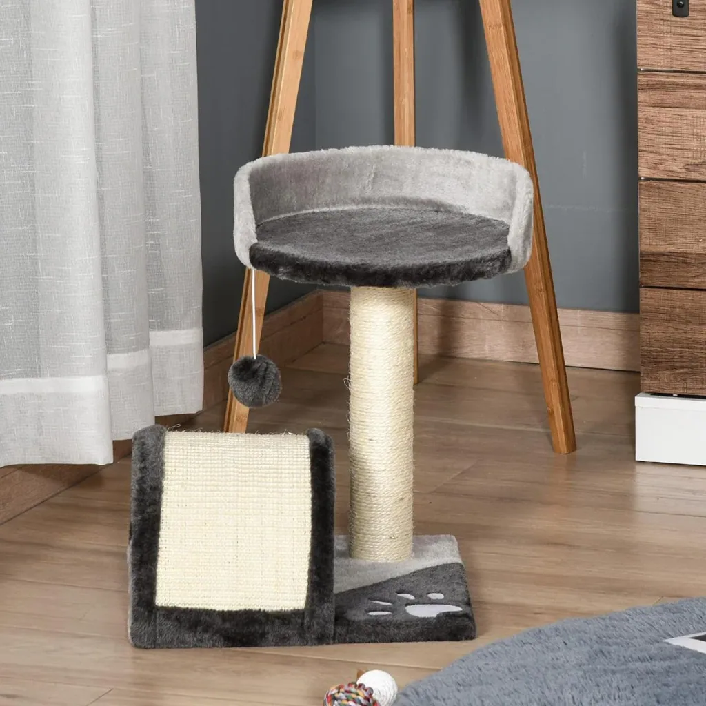 Cat tree with plush beige