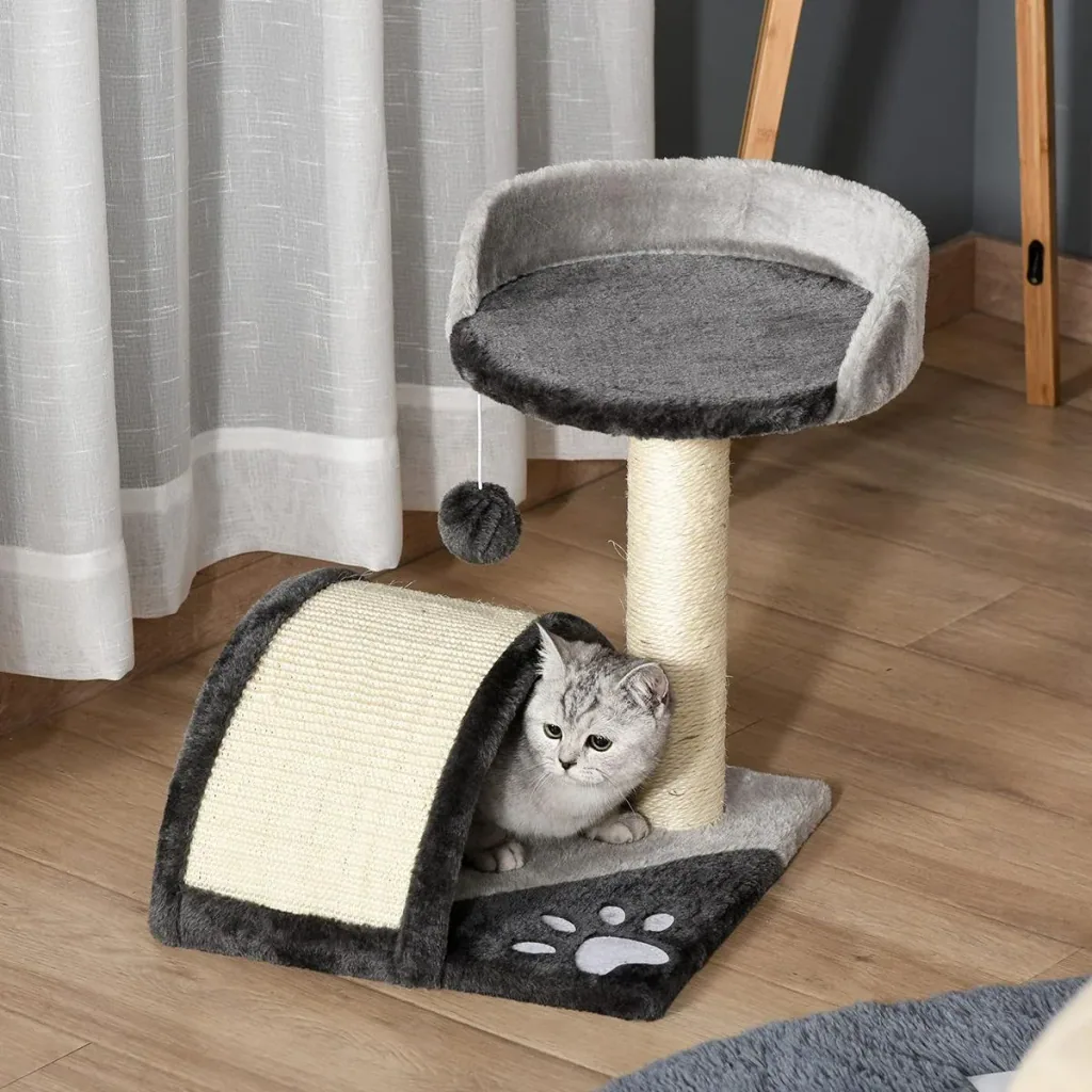 Cat tree with plush beige