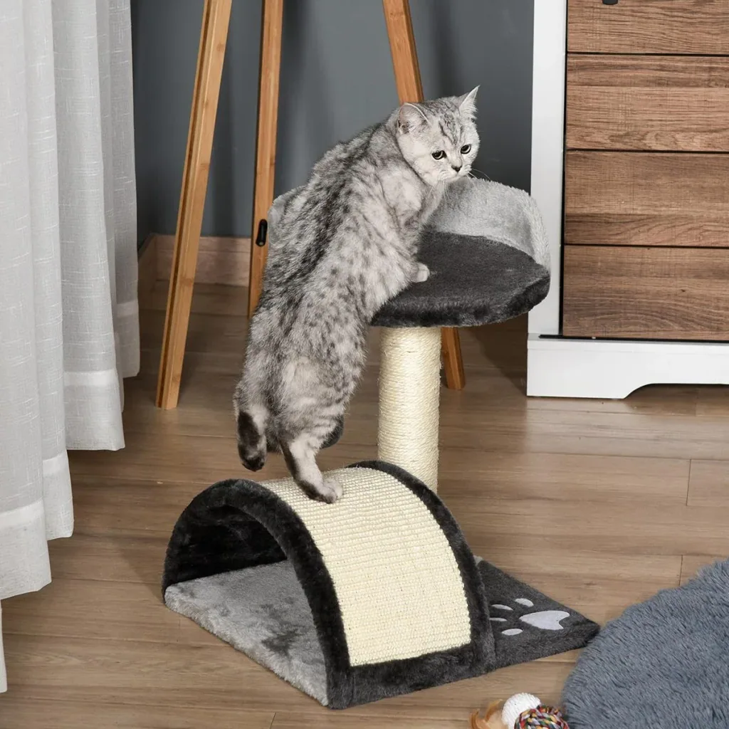Cat tree with plush beige