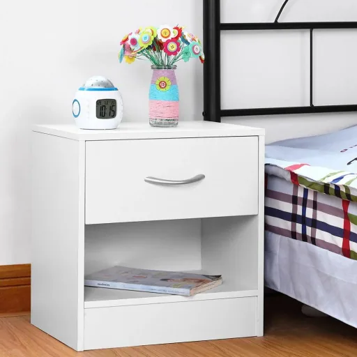 2 pieces bedside table white 39x28x41cm