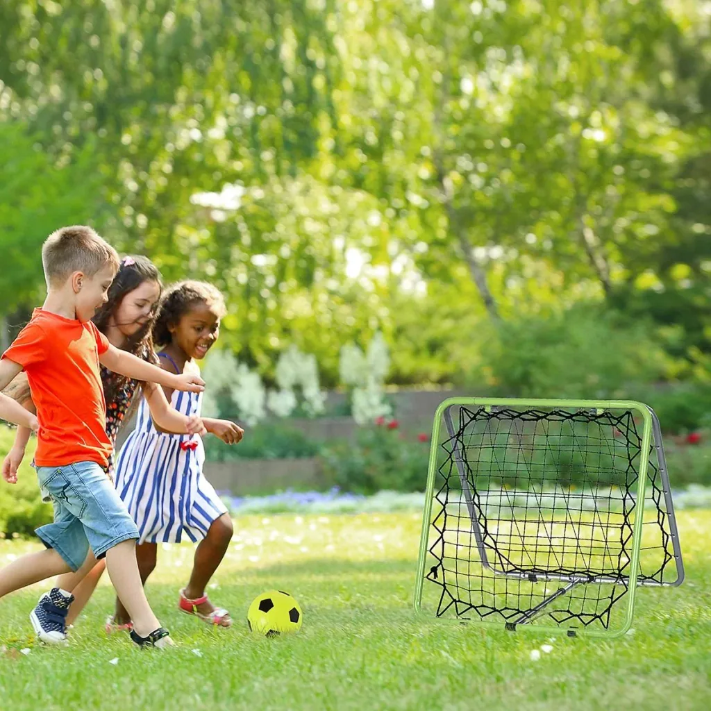 Baseball Rebounder Kickback Goal Rebound Wall Net Double-Sided Rebound Foldable Metal+PE Green 75 x 75 x 64 cm
