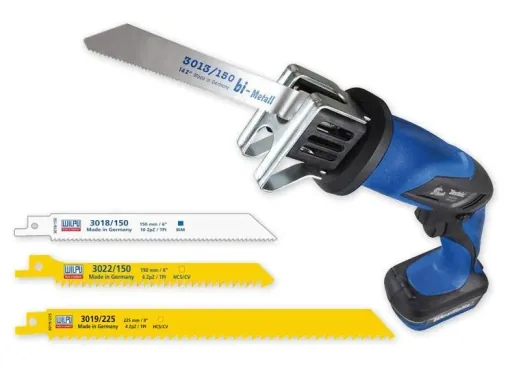 Cordless reciprocating saw 14.4 V Li-Ion + free 3-piece WILPU saw blade set