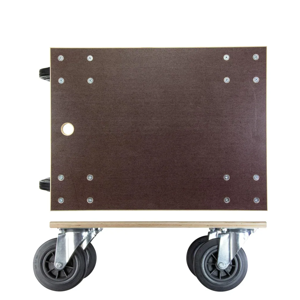 Transport aid MM 1148, 78 x 59 x 26 cm, hard castors Ø 200 mm, roller bearings, multiplex board FSC®, load capacity 750 kg
