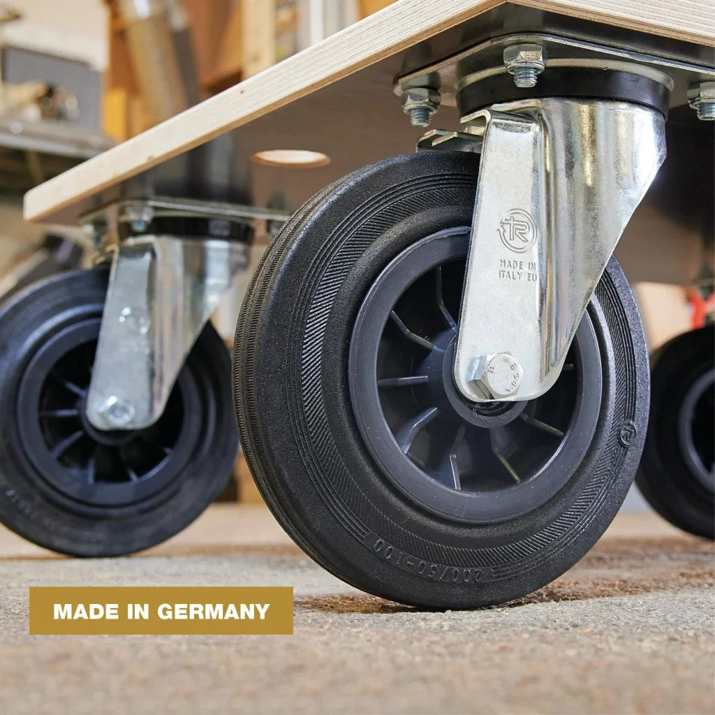 Transport aid MM 1148, 78 x 59 x 26 cm, hard castors Ø 200 mm, roller bearings, multiplex board FSC®, load capacity 750 kg