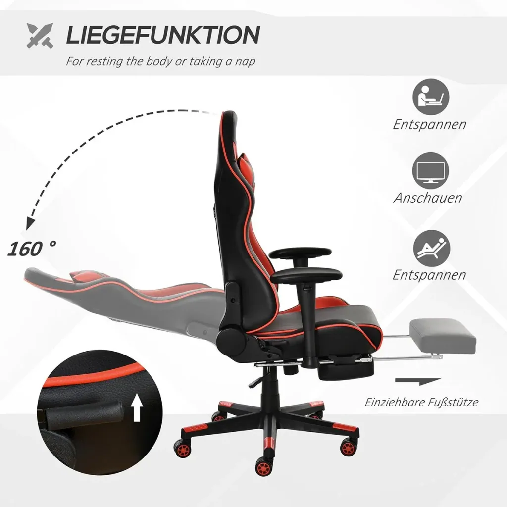 Gaming chair with rocking and reclining functions