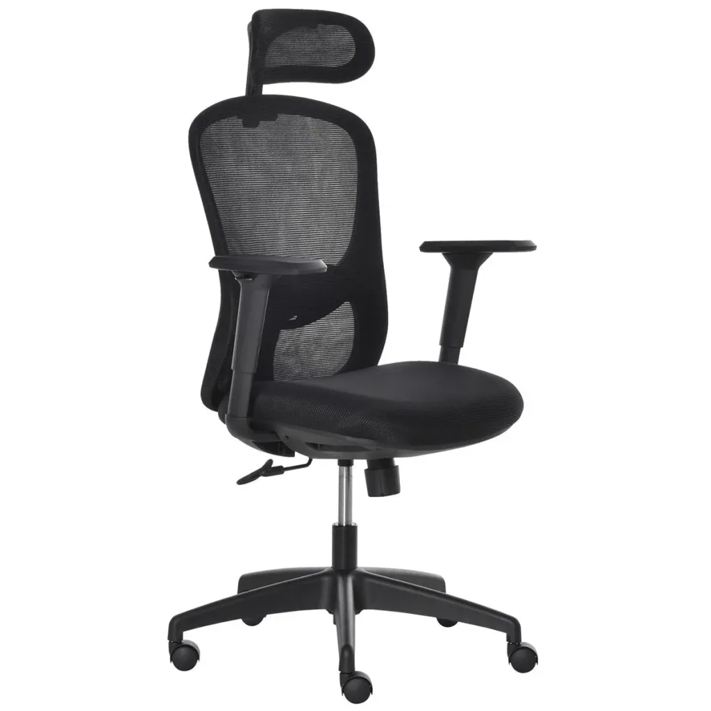 Office chair with rocker function, headrest, home office chair, height-adjustable desk chair, ergonomic, 360° swivel wheels