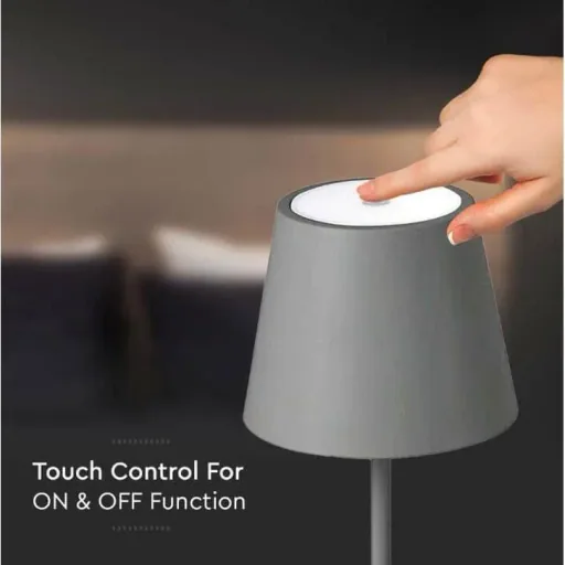 VT-7703 Table Lamp - 3000K - Dimmable via Touch - Rechargeable - Grey